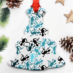 Lizards pattern - blue Christmas Tree Ornament (2 Sides)