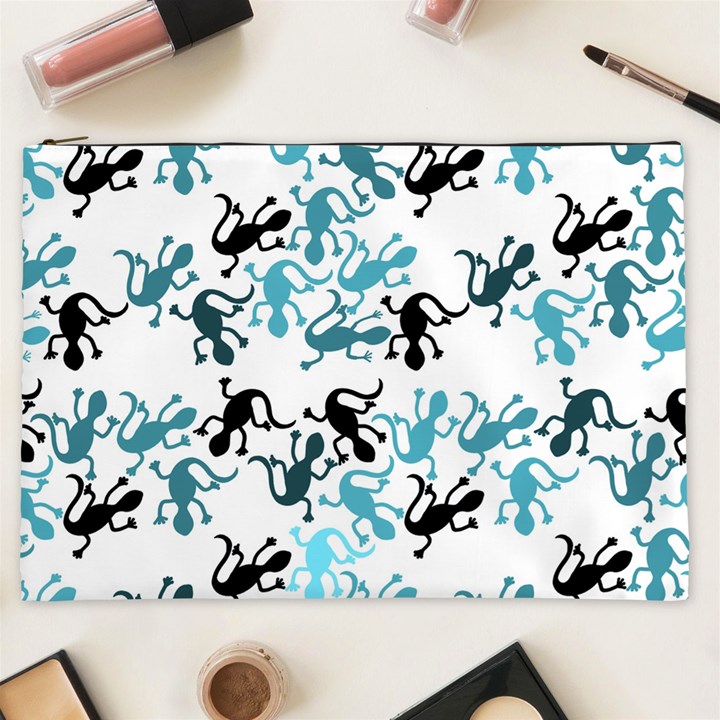 Lizards pattern - blue Cosmetic Bag (XXL) 