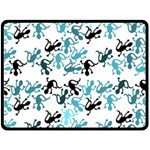 Lizards pattern - blue Double Sided Fleece Blanket (Large)  80 x60  Blanket Front