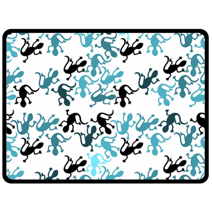 Lizards pattern - blue Double Sided Fleece Blanket (Large) 