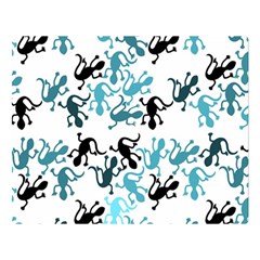 Lizards pattern - blue Double Sided Flano Blanket (Large) 