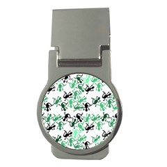 Lizards Pattern - Green Money Clips (round)  by Valentinaart