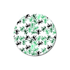 Lizards Pattern - Green Magnet 3  (round) by Valentinaart