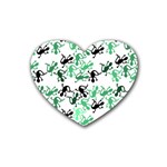 Lizards pattern - green Heart Coaster (4 pack)  Front