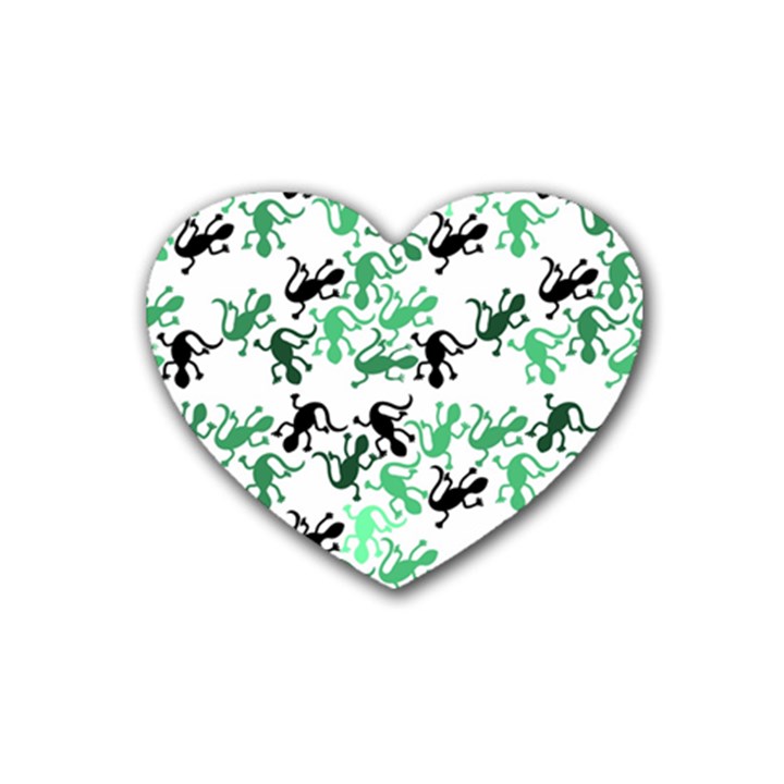 Lizards pattern - green Heart Coaster (4 pack) 