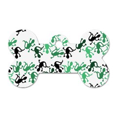 Lizards Pattern - Green Dog Tag Bone (two Sides) by Valentinaart