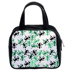 Lizards Pattern - Green Classic Handbags (2 Sides) by Valentinaart