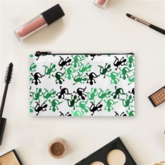 Lizards Pattern - Green Cosmetic Bag (small)  by Valentinaart