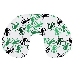 Lizards Pattern - Green Travel Neck Pillows by Valentinaart