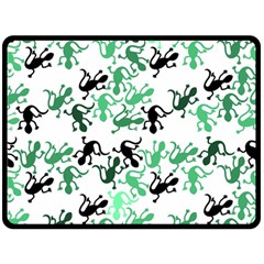 Lizards Pattern - Green Double Sided Fleece Blanket (large)  by Valentinaart