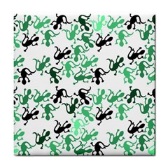 Lizards Pattern - Green Tile Coasters by Valentinaart