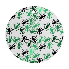 Lizards Pattern - Green Ornament (round)  by Valentinaart