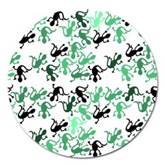 Lizards Pattern - Green Magnet 5  (round) by Valentinaart