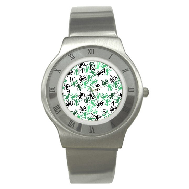 Lizards pattern - green Stainless Steel Watch