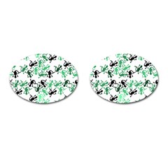 Lizards Pattern - Green Cufflinks (oval) by Valentinaart