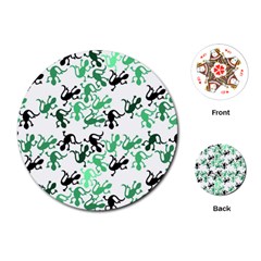 Lizards Pattern - Green Playing Cards (round)  by Valentinaart