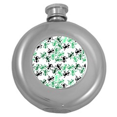 Lizards Pattern - Green Round Hip Flask (5 Oz) by Valentinaart