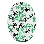 Lizards pattern - green Oval Ornament (Two Sides) Front