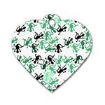 Lizards pattern - green Dog Tag Heart (Two Sides) Front