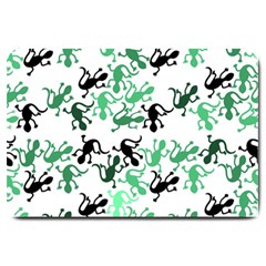 Lizards Pattern - Green Large Doormat  by Valentinaart