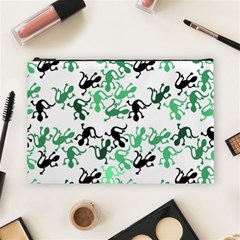 Lizards Pattern - Green Cosmetic Bag (large)  by Valentinaart