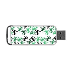 Lizards Pattern - Green Portable Usb Flash (one Side) by Valentinaart