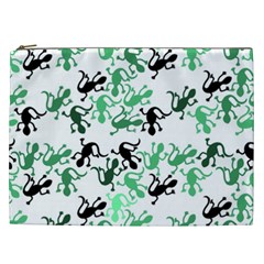 Lizards Pattern - Green Cosmetic Bag (xxl)  by Valentinaart