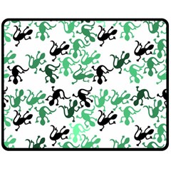 Lizards Pattern - Green Double Sided Fleece Blanket (medium)  by Valentinaart