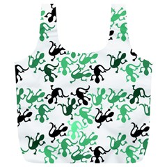 Lizards Pattern - Green Full Print Recycle Bags (l)  by Valentinaart