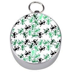 Lizards Pattern - Green Silver Compasses