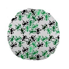 Lizards Pattern - Green Standard 15  Premium Flano Round Cushions by Valentinaart