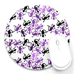 Lizards Pattern - Purple Round Mousepads by Valentinaart