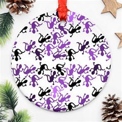 Lizards Pattern - Purple Ornament (round)  by Valentinaart