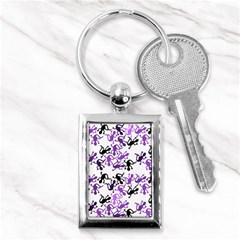 Lizards Pattern - Purple Key Chains (rectangle)  by Valentinaart