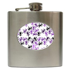 Lizards Pattern - Purple Hip Flask (6 Oz) by Valentinaart