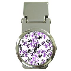 Lizards Pattern - Purple Money Clip Watches by Valentinaart