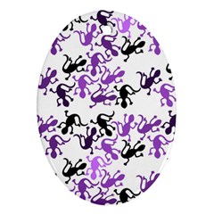 Lizards Pattern - Purple Oval Ornament (two Sides) by Valentinaart