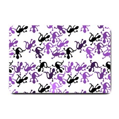 Lizards Pattern - Purple Small Doormat  by Valentinaart