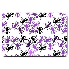 Lizards Pattern - Purple Large Doormat  by Valentinaart