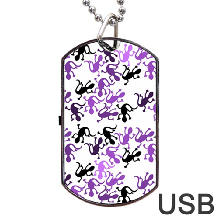 Lizards pattern - purple Dog Tag USB Flash (One Side)