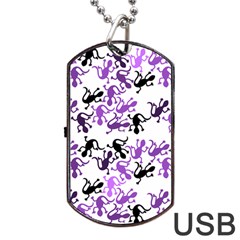 Lizards Pattern - Purple Dog Tag Usb Flash (two Sides)  by Valentinaart