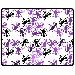 Lizards Pattern - Purple Double Sided Fleece Blanket (medium)  by Valentinaart