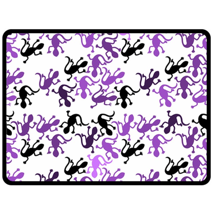 Lizards pattern - purple Double Sided Fleece Blanket (Large) 