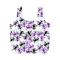 Lizards Pattern - Purple Full Print Recycle Bags (m)  by Valentinaart