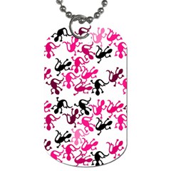 Lizards Pattern - Magenta Dog Tag (two Sides) by Valentinaart