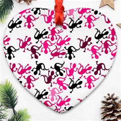 Lizards Pattern - Magenta Heart Ornament (2 Sides) by Valentinaart