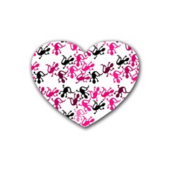 Lizards Pattern - Magenta Heart Coaster (4 Pack)  by Valentinaart