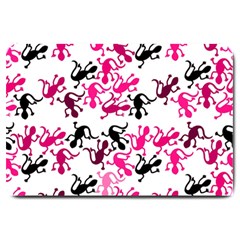 Lizards Pattern - Magenta Large Doormat  by Valentinaart