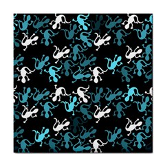 Cyan Lizards Pattern Tile Coasters by Valentinaart