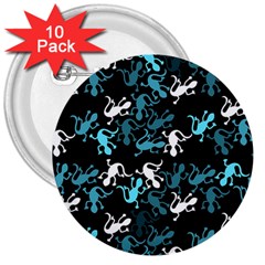 Cyan Lizards Pattern 3  Buttons (10 Pack)  by Valentinaart